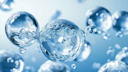 Aqua Bubbles Floating Serene Blue Background Water Droplets