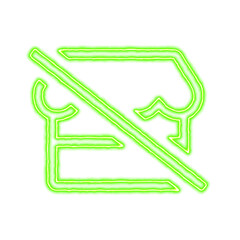 Icon store slash from the flow of energy of green color. Shimmering neon