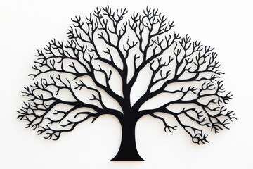 Elegant tree silhouette on pure white background for nature-themed designs and eco-conscious projects, perfect for crafting unique artistic expressions and stunning visual presentations