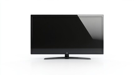 Sleek Black Television on White Background Modern Entertainment System with Minimalist Design and Clean Lines for Home Theater