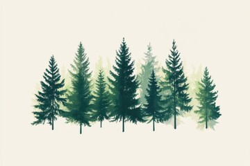 Obraz premium Enchanting coniferous forest visuals showcasing cedar, pine, and fir trees ideal for eco-conscious branding, logo design, and nature-themed projects appealing to outdoor lovers