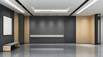 Modern Office Lobby: 3D Render of a Sleek Reception Area AI Generated