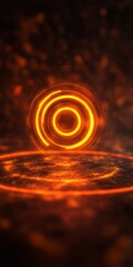 A captivating image featuring a glowing orange circular shape set against an abstract background. The design evokes energy and warmth, perfect for creative projects.