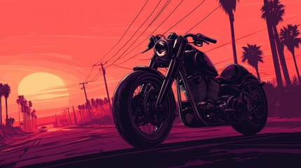 Fototapeta premium Dreamy Red Motorcycle with Ethereal Gradient Background