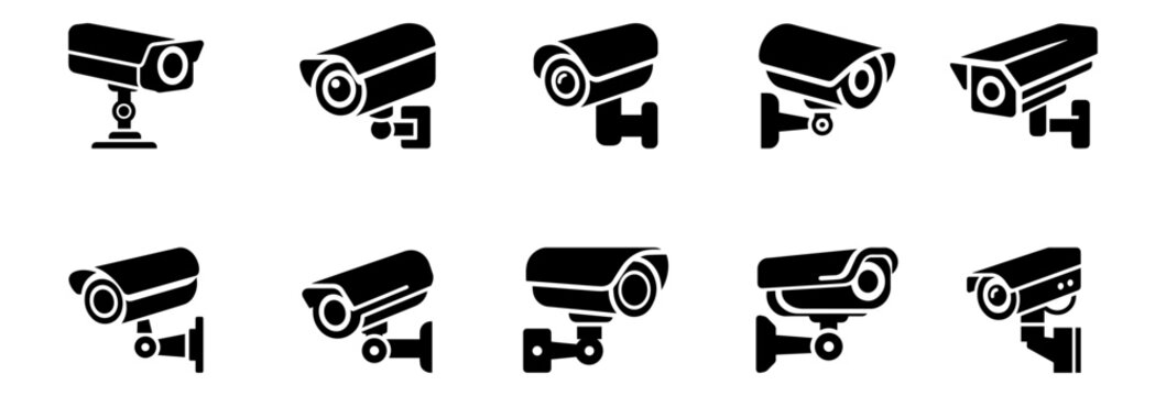 CCTV Icon Set &ndash;  Security Monitoring Symbols