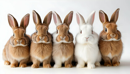 Obraz premium Group of Adorable Rabbits in a Line with Different Colors and Patterns