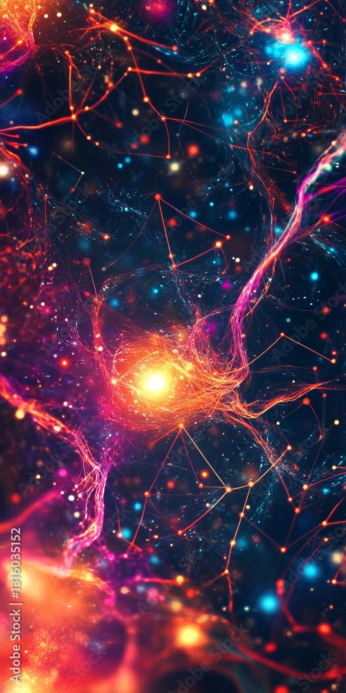 Poster discover a vibrant abstract background featuring glowing connections representing iot. this artistic