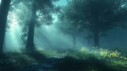 Obraz premium morning in the forest