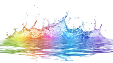 colorful water splash isolated on white background