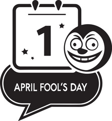 An april fool's day silhouette vector and illustration design. Funny face with emoji april fool message and typography.