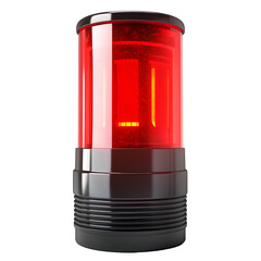 Red flashing light, white background, isolated object, no shadows on the ground, PNG format, white transparent background