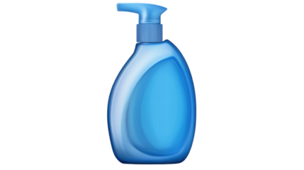 compact blue detergent bottle with flip cap isolated on white background