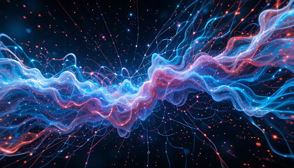 Naklejka premium Stunning Abstract Blue & Red Energy Wave Background Image