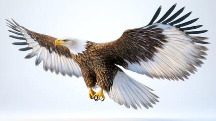 Obraz premium Bald eagle in flight against plain background. Possible use Nature stock photo