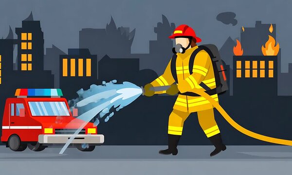 City firefighter extinguishes vehicle fire at night