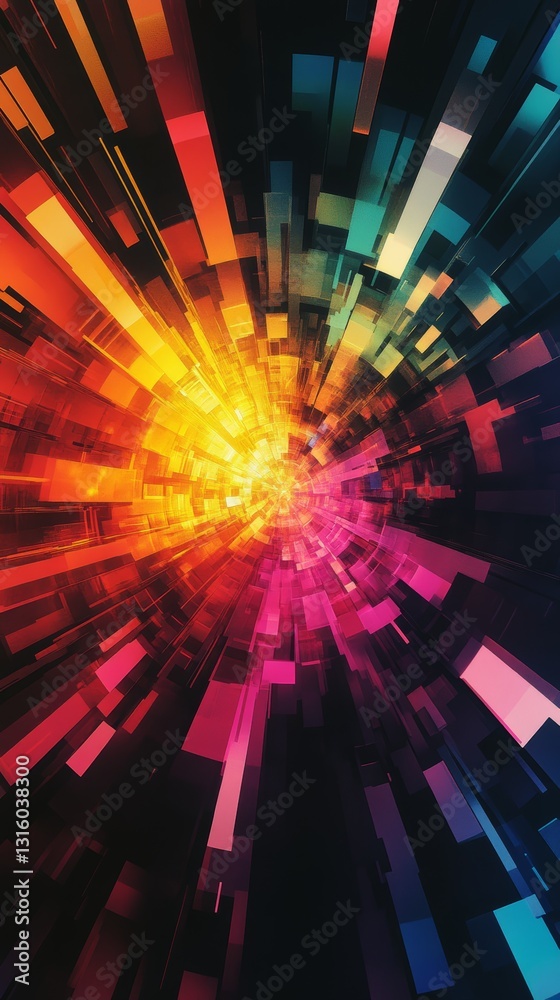 Wall mural experience a stunning visual of vibrant colors and dynamic shapes creating an abstract explosion, pe