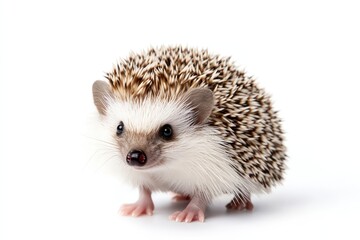 Obraz premium Hedgehog standing on its back legs, looking curious, isolated.