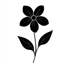 Fototapeta premium Simple black flower illustration, white background, design element (2)