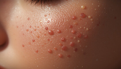 Fototapeta premium Close-up of Molluscum Contagiosum Skin Rash: Diagnosis and Treatment