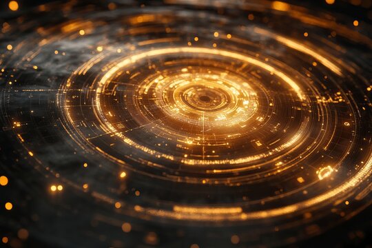Stunning Futuristic Digital Interface with Glowing Circular Data Patterns