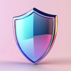 Glossy cyber shield with futuristic glass like appearance, reflecting light