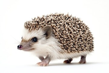 Fototapeta premium Hedgehog walking forward with a playful expression, cut out.