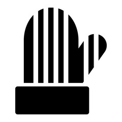 Solid Christmas glove icon with diagonal patterns, perfect for holiday themes.