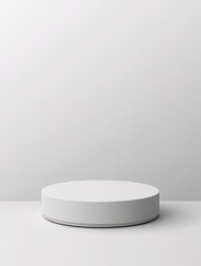 minimalist floating 3D podium, white matte surface, soft shadows, elegant modern aesthetic, clean product display, isolated background, professional lighting, no branding, no watermark