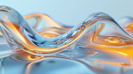 Abstract Glowing Liquid Waves With Iridescent Reflections and Smooth Surfaces