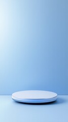 curved futuristic 3D podium, sci-fi inspired stage, metallic details, neon accent lighting, premium product showcase, isolated background, no branding, no watermark