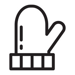 Christmas mitten line icon with reindeer silhouette decoration.