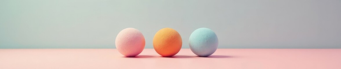 A trio of small spherical objects placed on a plain surface, minimal, decoration idea