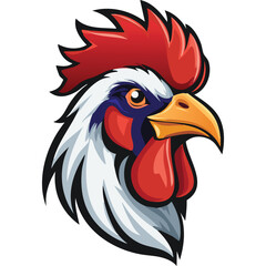 Brave rooster head mascot