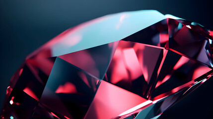 Abstract illustration of a multi faceted gem with elegant pink and light blue reflections