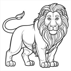  Adorable Cartoon Lion Outline - Black and White Lion Illustration for Kids