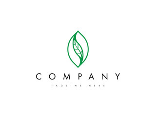 minimal leaf nature eco green logo design