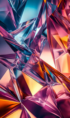 Obraz premium Sophisticated interplay of angular shapes with shimmering hues, creating a mesmerizing visual texture