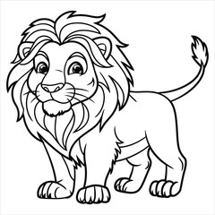  Adorable Cartoon Lion Outline - Black and White Lion Illustration for Kids