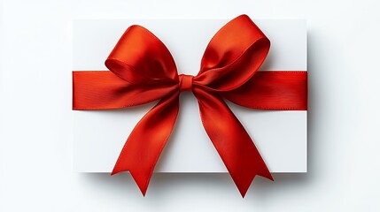 White Gift Box with Red Satin Ribbon Bow