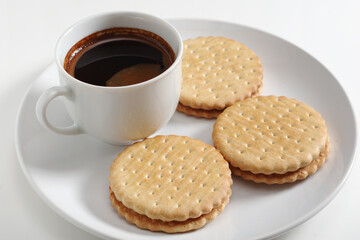 Coffee and sandwich cookies