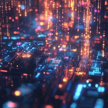 Luminous Circuitry: A Futuristic Glimpse into Digital Networks and Electric Connections