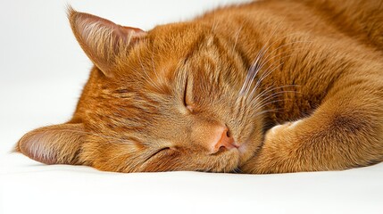 Peaceful Ginger Cat Napping  Cozy Kitten Sleep  Adorable Pet Resting