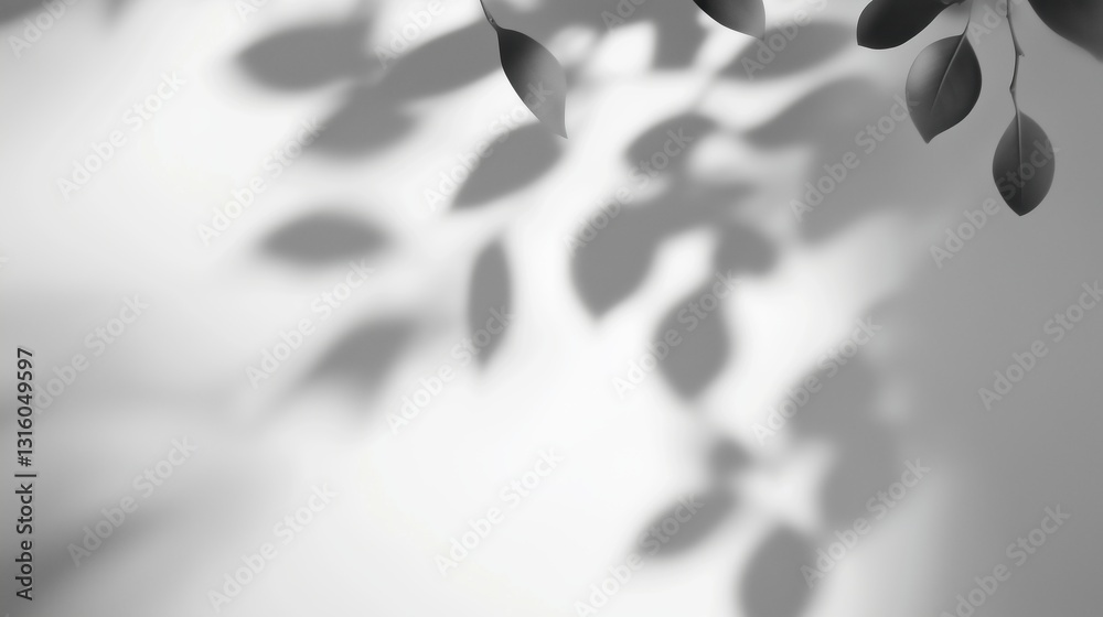 Aufkleber soft abstract background with delicate shadows of tree leaves on a white wall. subtle blurred effect