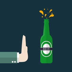 Illustration of hand gesture refusing alcoholic beer