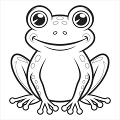  Smiling Frog Line Art - Cute Cartoon Frog Illustration for Coloring Pages