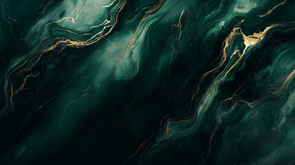 Elegant Dark Green Marble Texture with Gold Veins – Luxurious Abstract Stone Pattern
