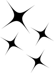 Black simple flat style light star flares isolated on white background. Vector illustration