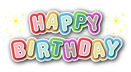 Happy birthday greeting text design, for greeting card, invitation, celebration on transparent background.