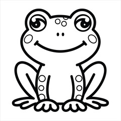   Smiling Frog Line Art - Cute Cartoon Frog Illustration for Coloring Pages