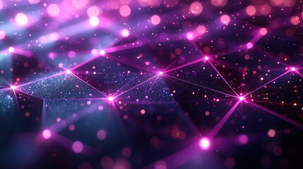 Fototapeta premium Abstract view of glowing points linked by lines, with a bokeh effect